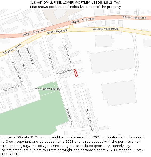 18, WINDMILL RISE, LOWER WORTLEY, LEEDS, LS12 4WA: Location map and indicative extent of plot