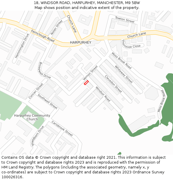 18, WINDSOR ROAD, HARPURHEY, MANCHESTER, M9 5BW: Location map and indicative extent of plot