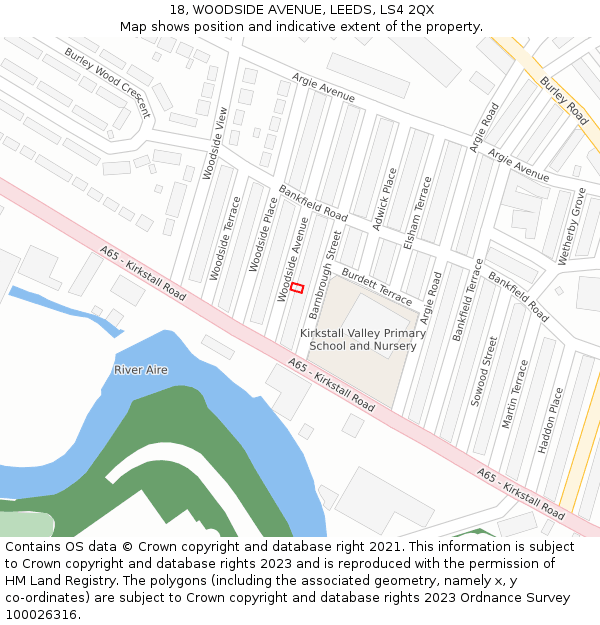18, WOODSIDE AVENUE, LEEDS, LS4 2QX: Location map and indicative extent of plot