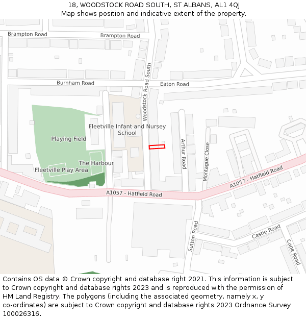 18, WOODSTOCK ROAD SOUTH, ST ALBANS, AL1 4QJ: Location map and indicative extent of plot