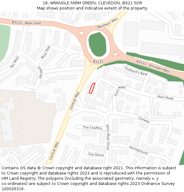 18, WRANGLE FARM GREEN, CLEVEDON, BS21 5DR: Location map and indicative extent of plot