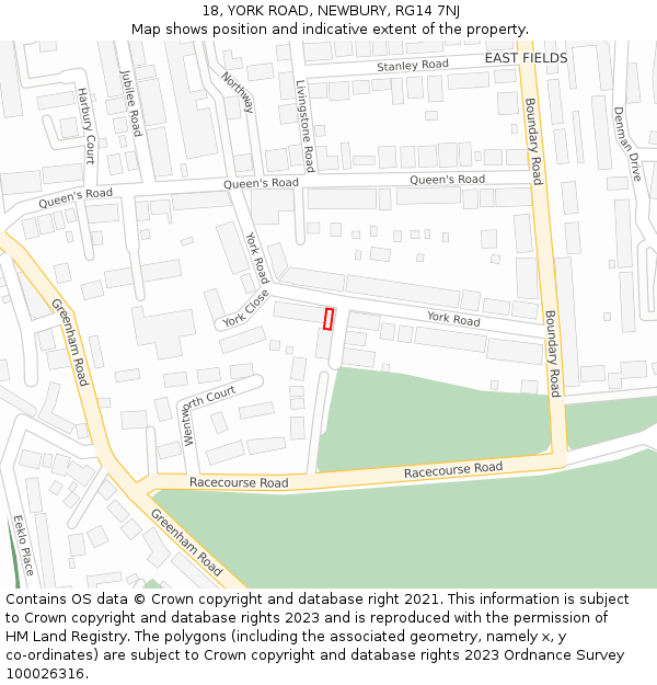 18, YORK ROAD, NEWBURY, RG14 7NJ: Location map and indicative extent of plot