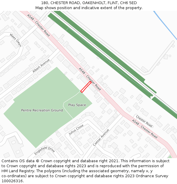 180, CHESTER ROAD, OAKENHOLT, FLINT, CH6 5ED: Location map and indicative extent of plot