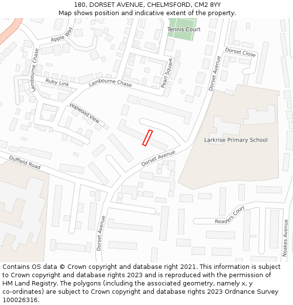 180, DORSET AVENUE, CHELMSFORD, CM2 8YY: Location map and indicative extent of plot