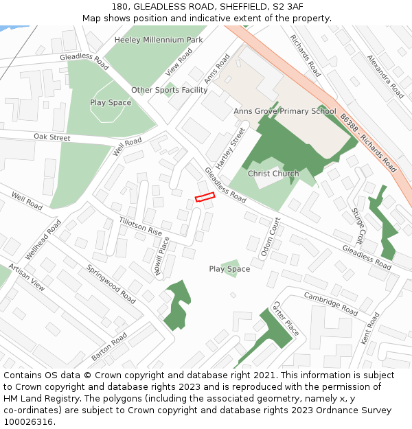180, GLEADLESS ROAD, SHEFFIELD, S2 3AF: Location map and indicative extent of plot