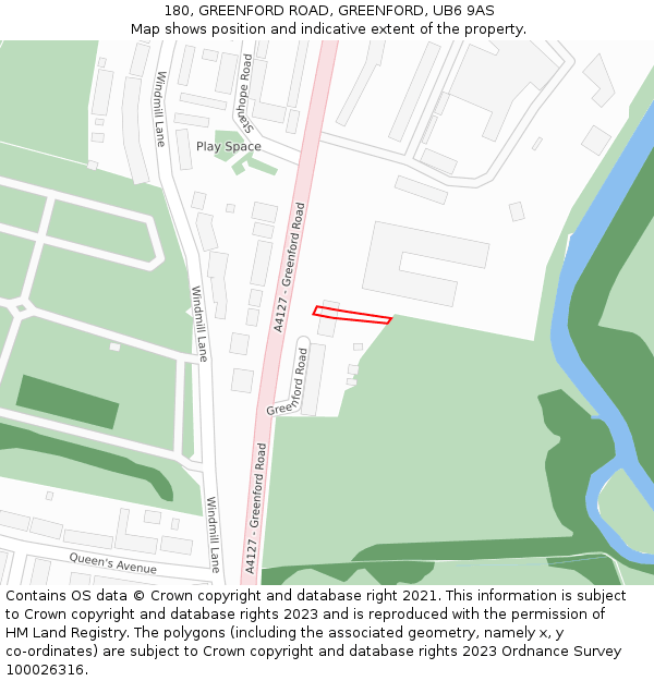 180, GREENFORD ROAD, GREENFORD, UB6 9AS: Location map and indicative extent of plot
