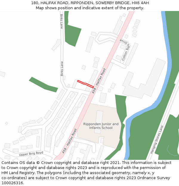 180, HALIFAX ROAD, RIPPONDEN, SOWERBY BRIDGE, HX6 4AH: Location map and indicative extent of plot