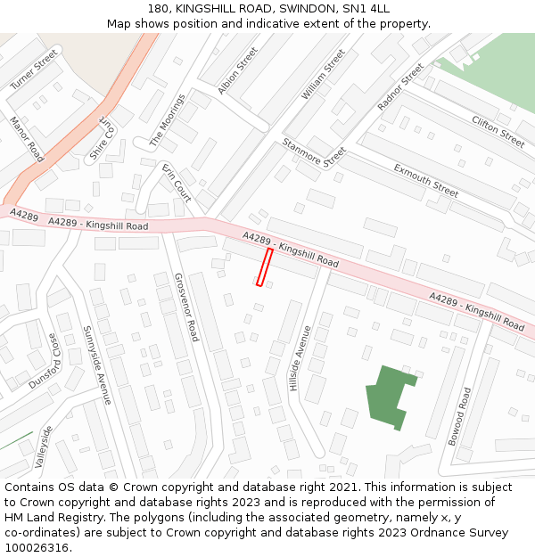 180, KINGSHILL ROAD, SWINDON, SN1 4LL: Location map and indicative extent of plot
