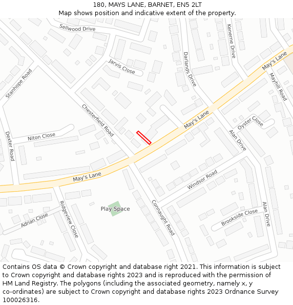 180, MAYS LANE, BARNET, EN5 2LT: Location map and indicative extent of plot