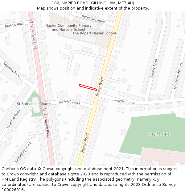 180, NAPIER ROAD, GILLINGHAM, ME7 4HJ: Location map and indicative extent of plot