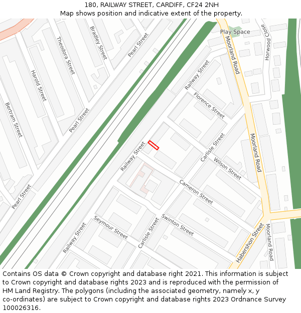 180, RAILWAY STREET, CARDIFF, CF24 2NH: Location map and indicative extent of plot
