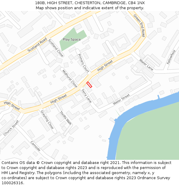 180B, HIGH STREET, CHESTERTON, CAMBRIDGE, CB4 1NX: Location map and indicative extent of plot