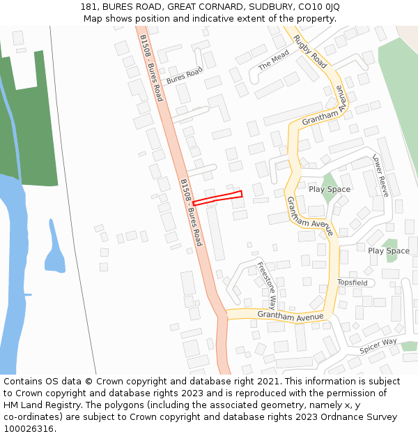 181, BURES ROAD, GREAT CORNARD, SUDBURY, CO10 0JQ: Location map and indicative extent of plot