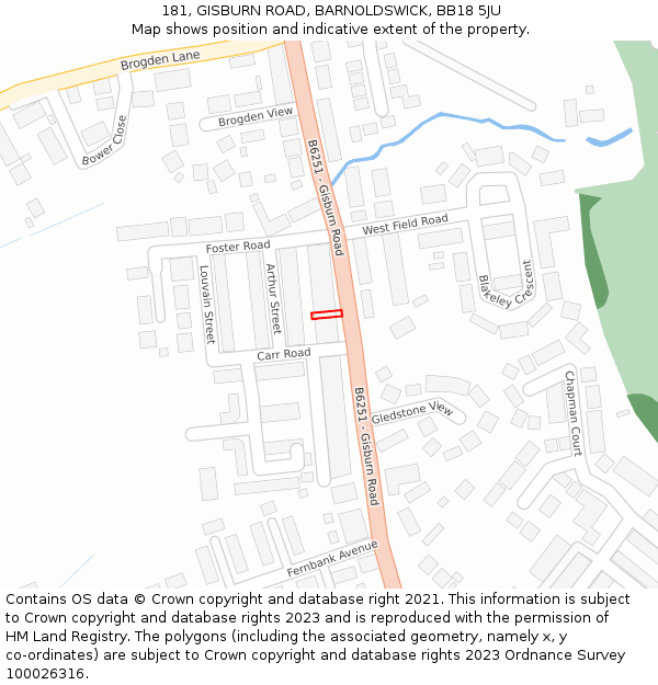 181, GISBURN ROAD, BARNOLDSWICK, BB18 5JU: Location map and indicative extent of plot