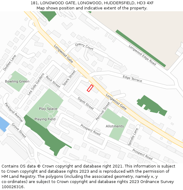 181, LONGWOOD GATE, LONGWOOD, HUDDERSFIELD, HD3 4XF: Location map and indicative extent of plot