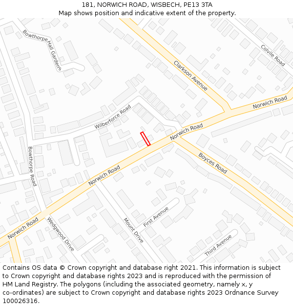 181, NORWICH ROAD, WISBECH, PE13 3TA: Location map and indicative extent of plot