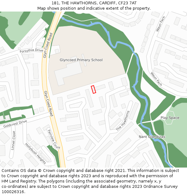 181, THE HAWTHORNS, CARDIFF, CF23 7AT: Location map and indicative extent of plot