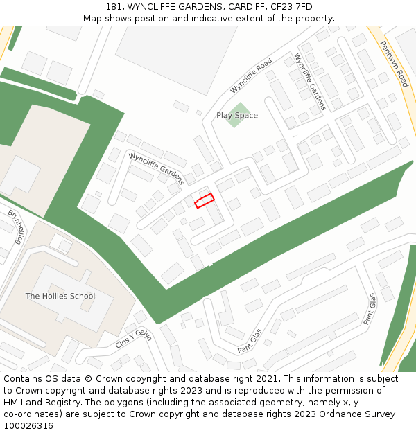181, WYNCLIFFE GARDENS, CARDIFF, CF23 7FD: Location map and indicative extent of plot