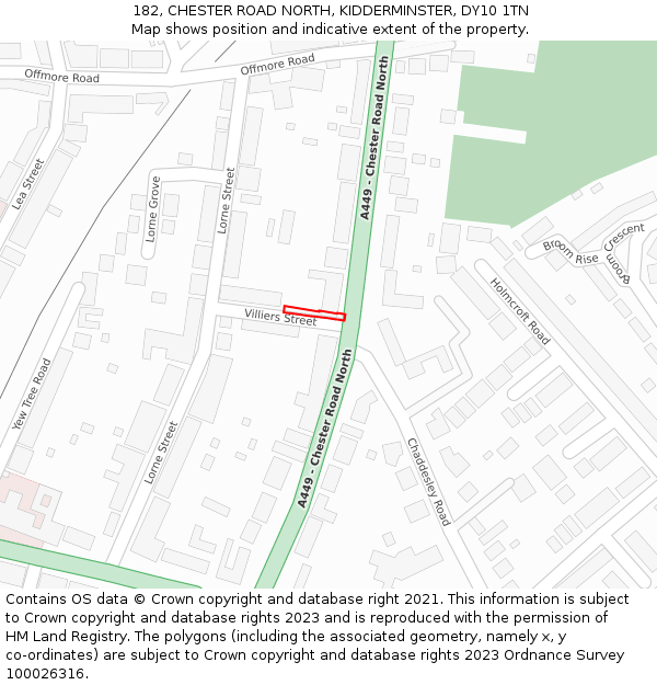 182, CHESTER ROAD NORTH, KIDDERMINSTER, DY10 1TN: Location map and indicative extent of plot
