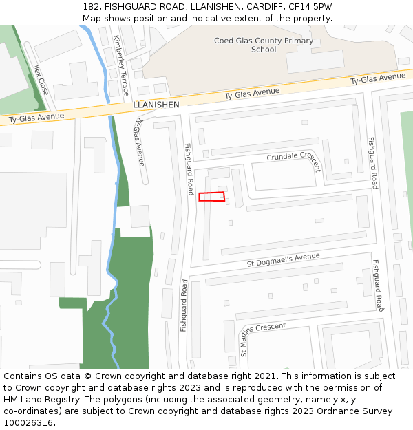 182, FISHGUARD ROAD, LLANISHEN, CARDIFF, CF14 5PW: Location map and indicative extent of plot