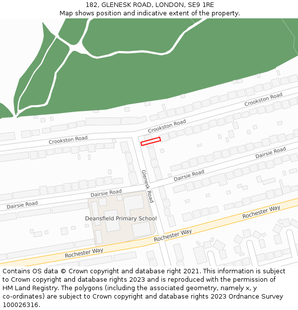 182, GLENESK ROAD, LONDON, SE9 1RE: Location map and indicative extent of plot