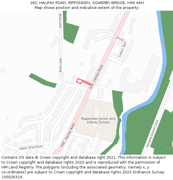 182, HALIFAX ROAD, RIPPONDEN, SOWERBY BRIDGE, HX6 4AH: Location map and indicative extent of plot