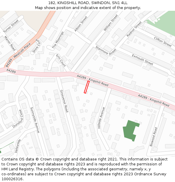 182, KINGSHILL ROAD, SWINDON, SN1 4LL: Location map and indicative extent of plot