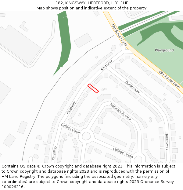 182, KINGSWAY, HEREFORD, HR1 1HE: Location map and indicative extent of plot