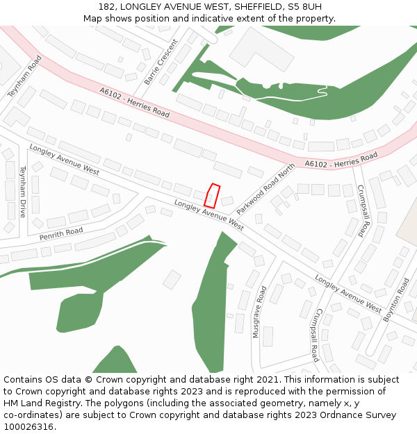 182, LONGLEY AVENUE WEST, SHEFFIELD, S5 8UH: Location map and indicative extent of plot