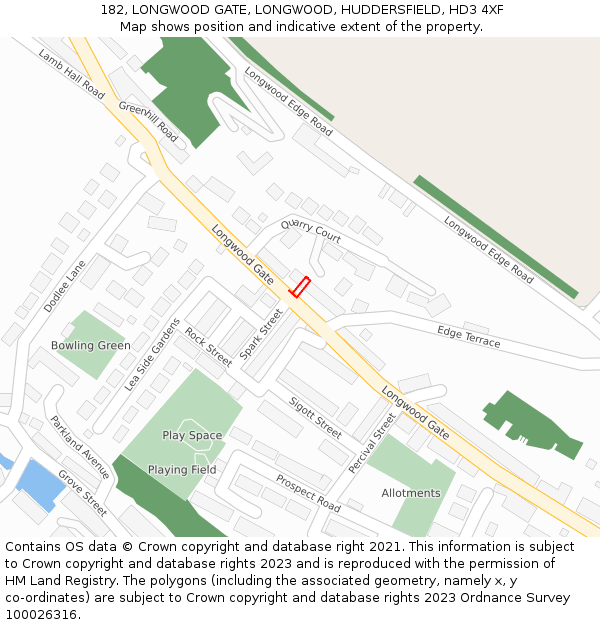 182, LONGWOOD GATE, LONGWOOD, HUDDERSFIELD, HD3 4XF: Location map and indicative extent of plot