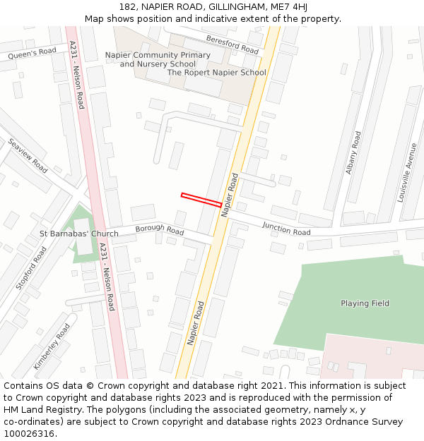 182, NAPIER ROAD, GILLINGHAM, ME7 4HJ: Location map and indicative extent of plot