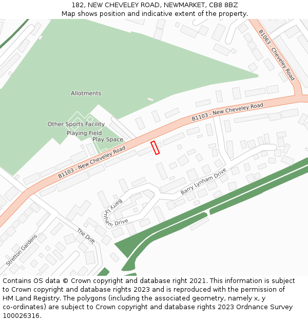 182, NEW CHEVELEY ROAD, NEWMARKET, CB8 8BZ: Location map and indicative extent of plot