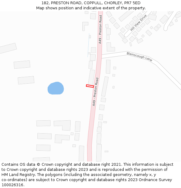 182, PRESTON ROAD, COPPULL, CHORLEY, PR7 5ED: Location map and indicative extent of plot