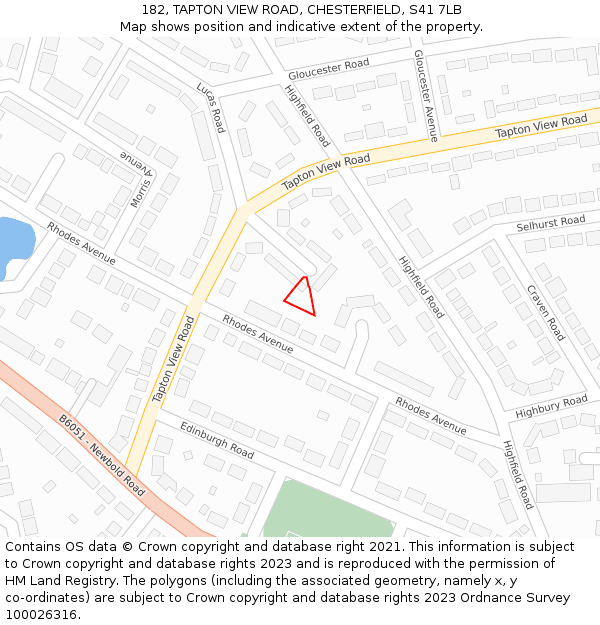 182, TAPTON VIEW ROAD, CHESTERFIELD, S41 7LB: Location map and indicative extent of plot