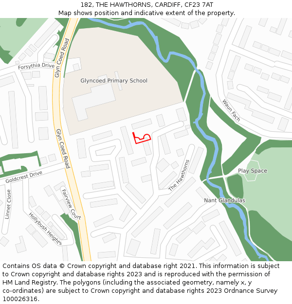 182, THE HAWTHORNS, CARDIFF, CF23 7AT: Location map and indicative extent of plot