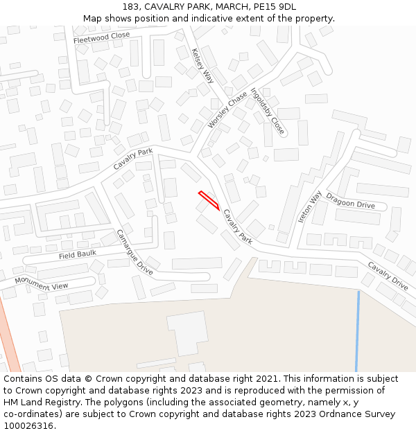 183, CAVALRY PARK, MARCH, PE15 9DL: Location map and indicative extent of plot