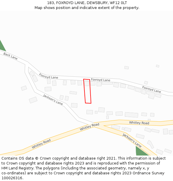 183, FOXROYD LANE, DEWSBURY, WF12 0LT: Location map and indicative extent of plot