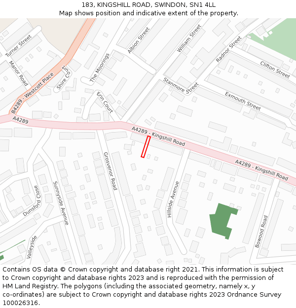 183, KINGSHILL ROAD, SWINDON, SN1 4LL: Location map and indicative extent of plot