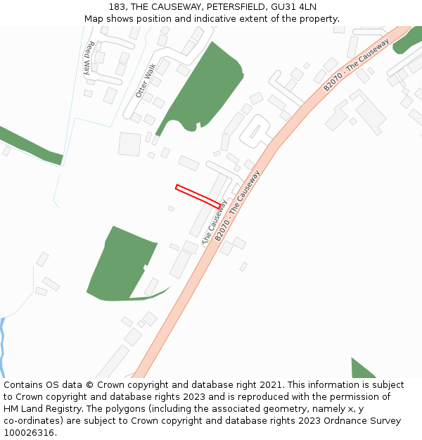 183, THE CAUSEWAY, PETERSFIELD, GU31 4LN: Location map and indicative extent of plot