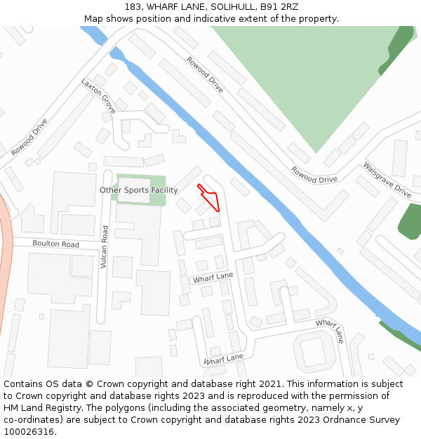 183, WHARF LANE, SOLIHULL, B91 2RZ: Location map and indicative extent of plot