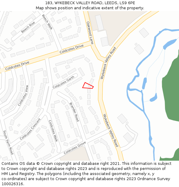 183, WYKEBECK VALLEY ROAD, LEEDS, LS9 6PE: Location map and indicative extent of plot