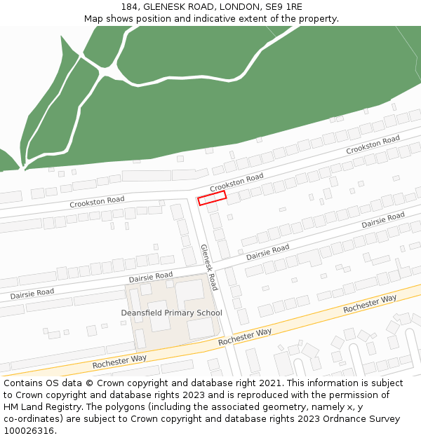 184, GLENESK ROAD, LONDON, SE9 1RE: Location map and indicative extent of plot