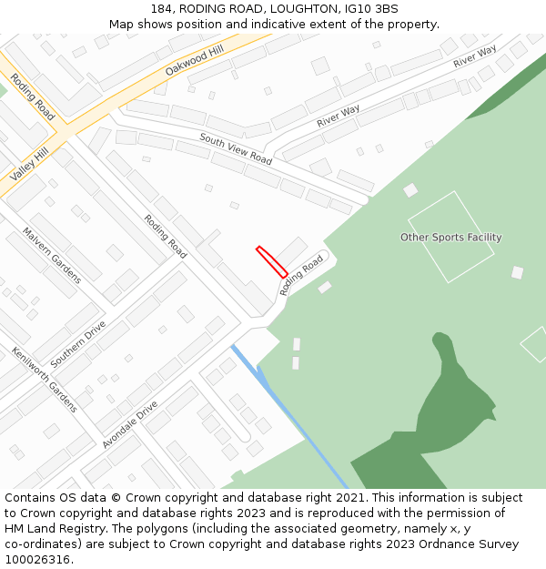 184, RODING ROAD, LOUGHTON, IG10 3BS: Location map and indicative extent of plot