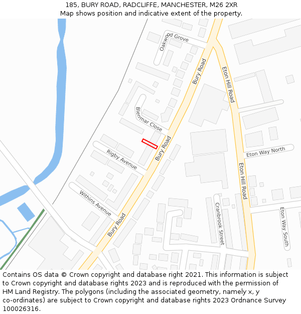 185, BURY ROAD, RADCLIFFE, MANCHESTER, M26 2XR: Location map and indicative extent of plot