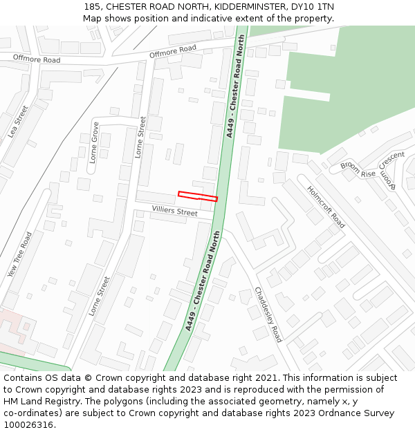 185, CHESTER ROAD NORTH, KIDDERMINSTER, DY10 1TN: Location map and indicative extent of plot