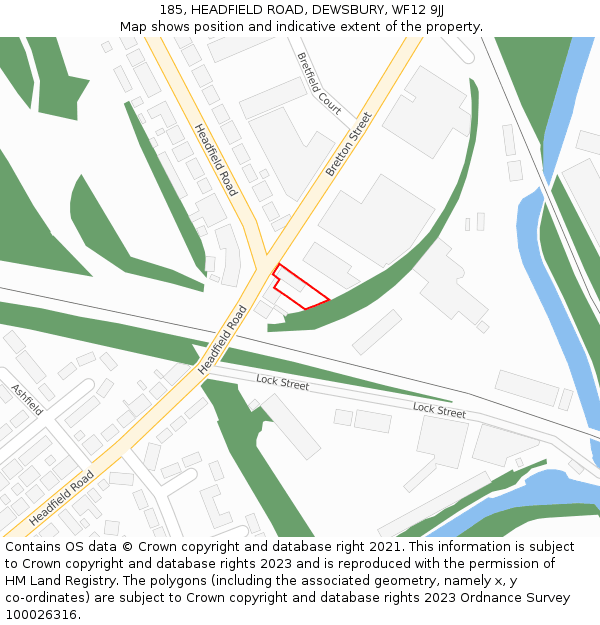 185, HEADFIELD ROAD, DEWSBURY, WF12 9JJ: Location map and indicative extent of plot