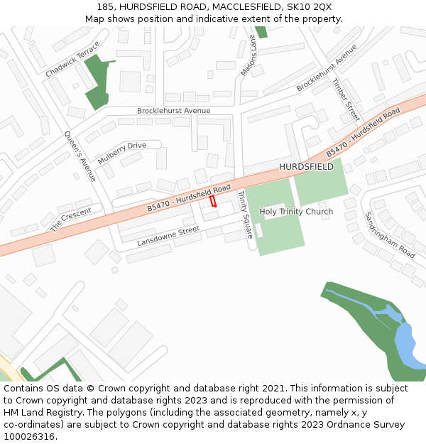 185, HURDSFIELD ROAD, MACCLESFIELD, SK10 2QX: Location map and indicative extent of plot