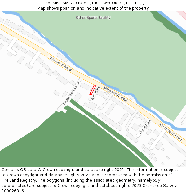 186, KINGSMEAD ROAD, HIGH WYCOMBE, HP11 1JQ: Location map and indicative extent of plot