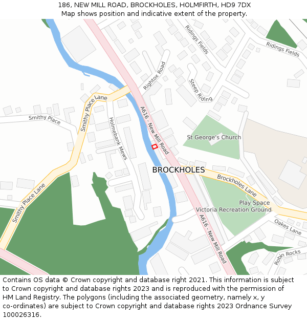 186, NEW MILL ROAD, BROCKHOLES, HOLMFIRTH, HD9 7DX: Location map and indicative extent of plot