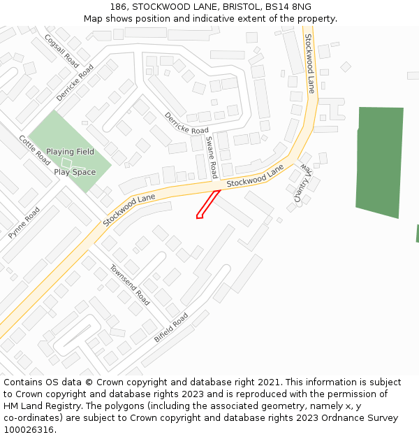 186, STOCKWOOD LANE, BRISTOL, BS14 8NG: Location map and indicative extent of plot